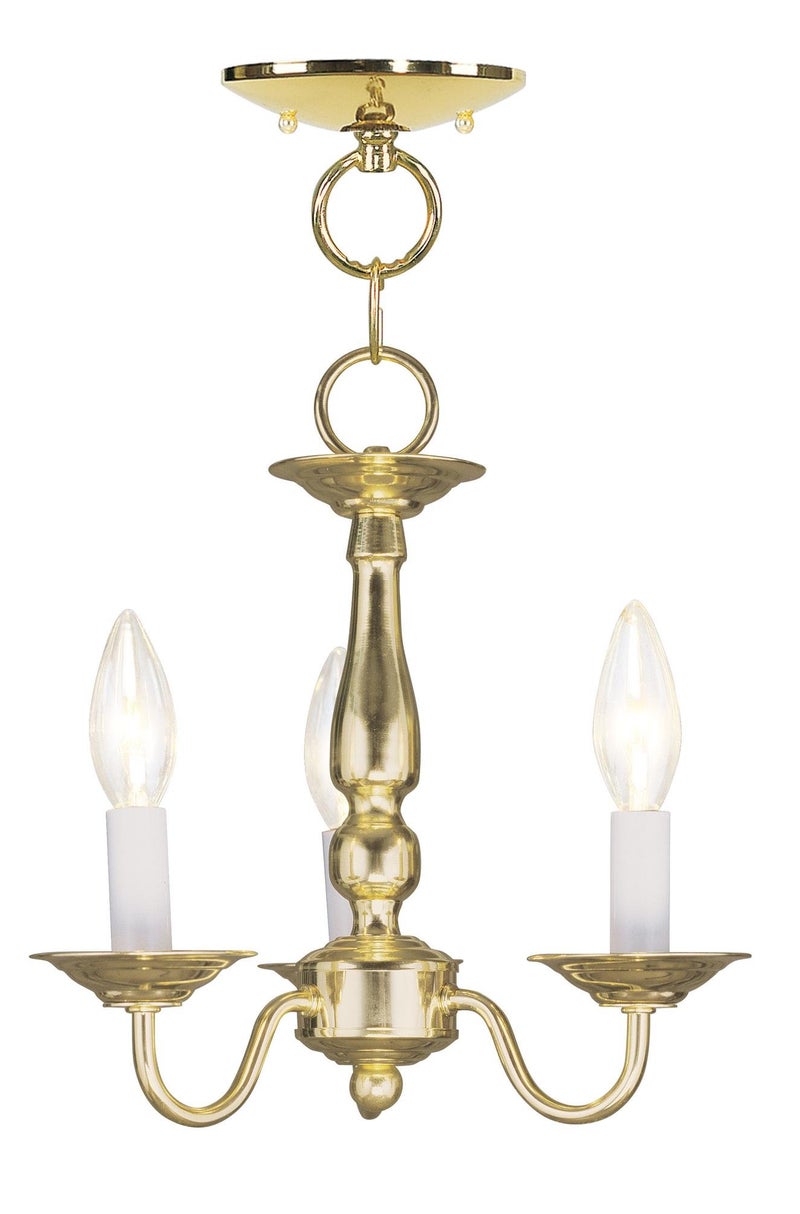 Livex Lighting 5009-02 Williamsburgh 3-Light Convertible Hanging Lantern/Ceiling Mount, Polished Brass - Image 1